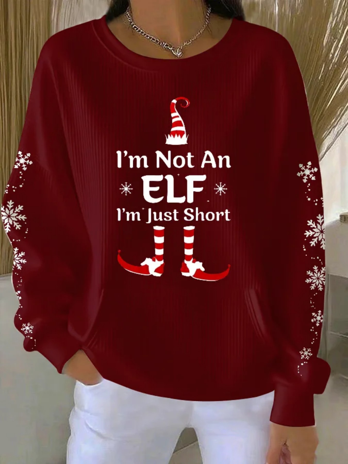 Christmas Print Crewneck Long Sleeve Pullover Sweatshirt