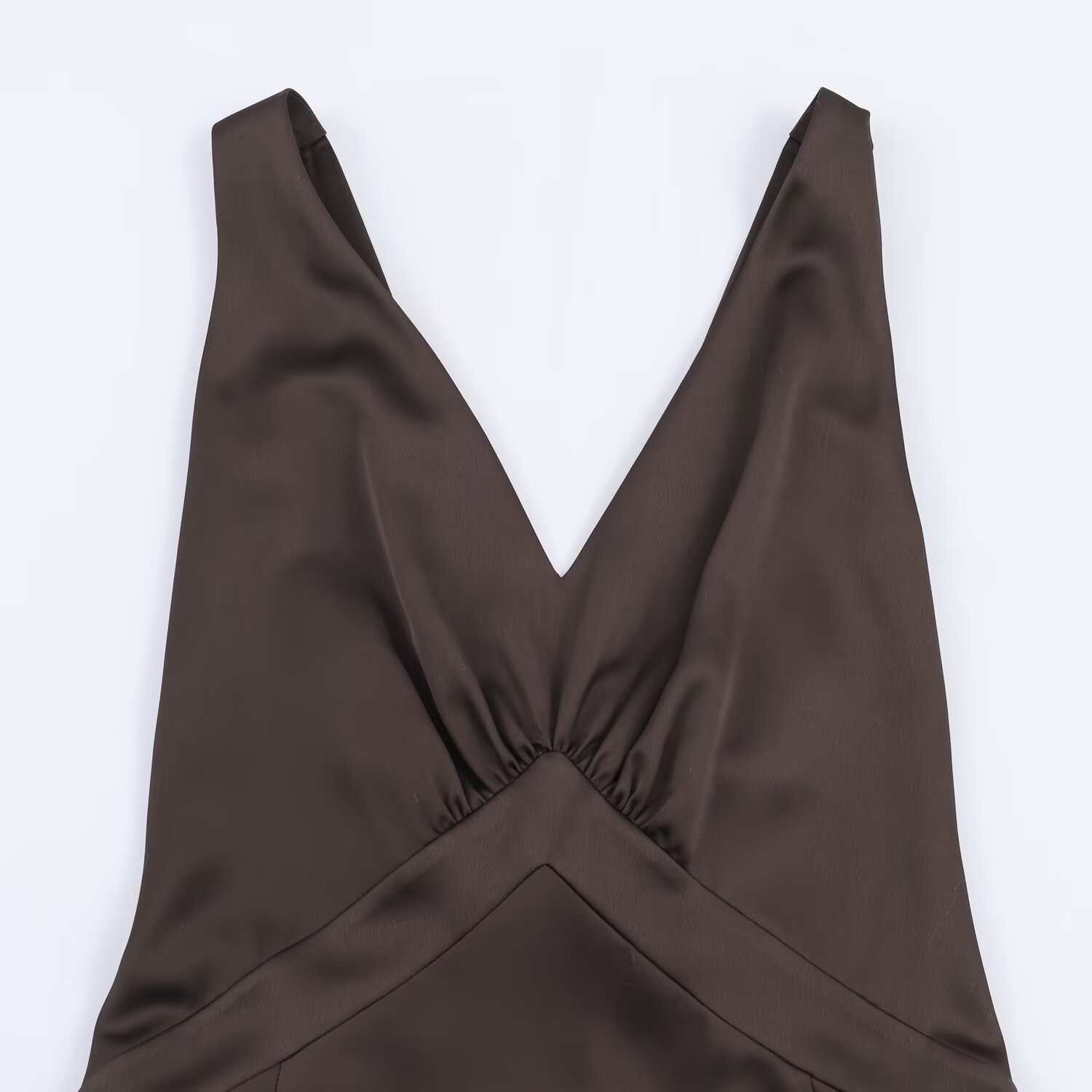 Women's Satin Midi Dress V-Neck Sleeveless High Waist Bodycon