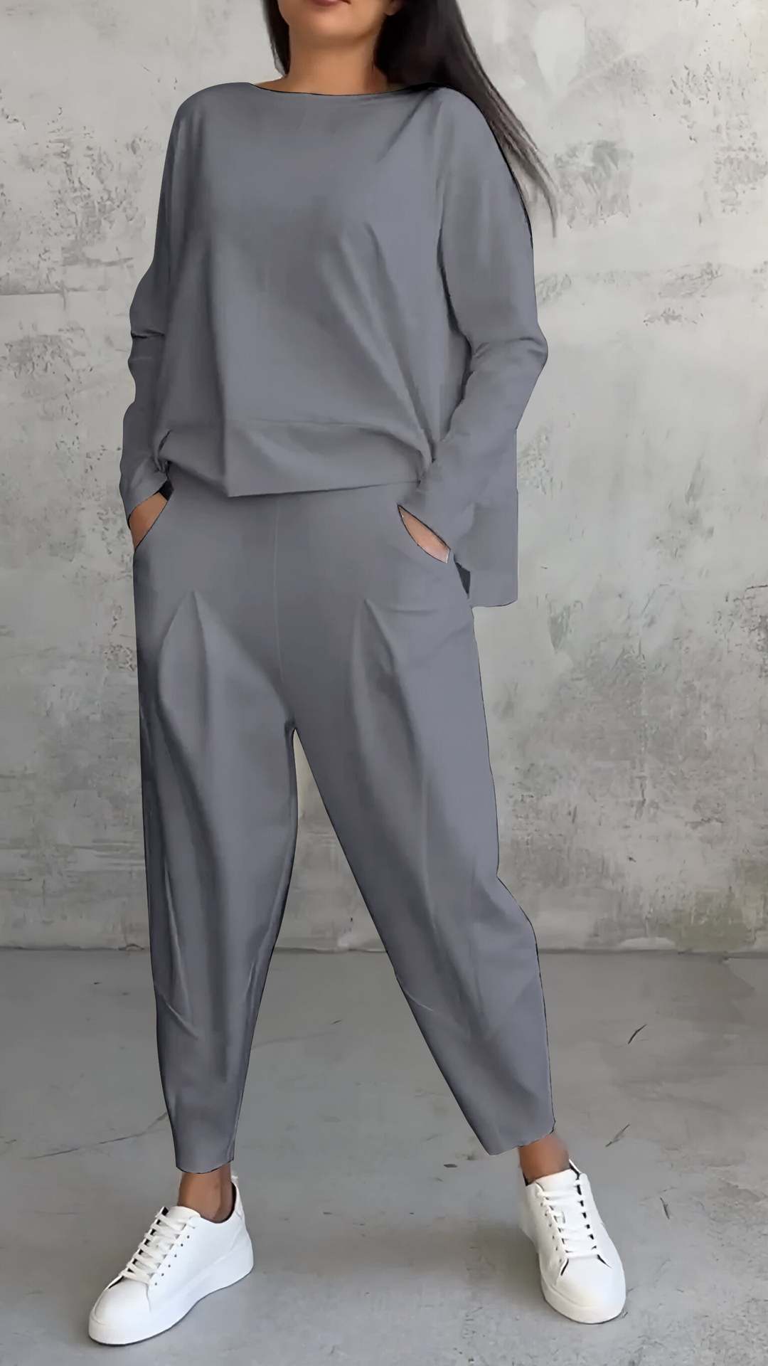 Women's Irregular Long-Sleeve Hoodie and Harem Pants Set
