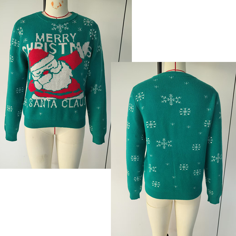 Christmas Sweater for Family Matching Pullover Crew Neck Colorblock