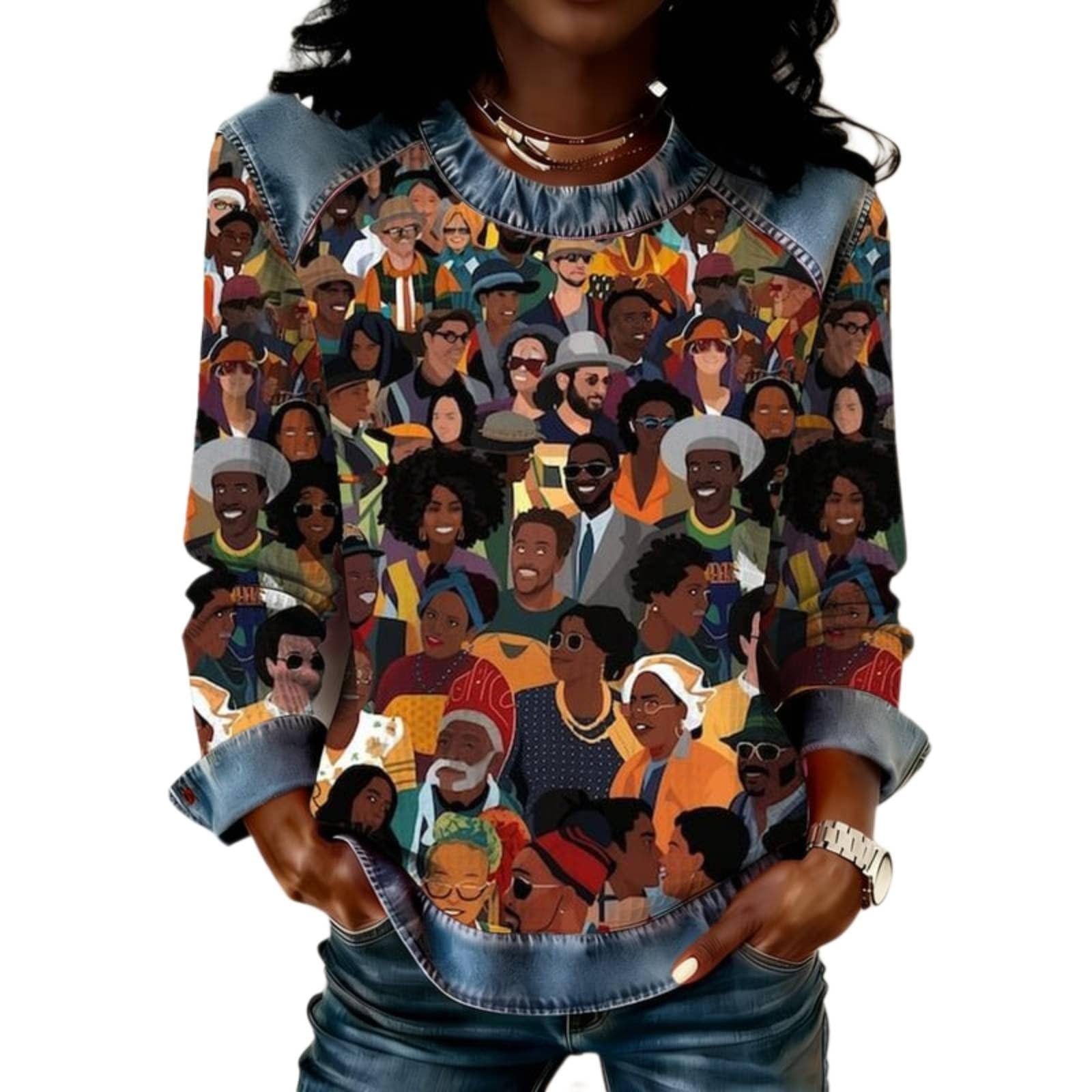 Women's Leopard Print Crewneck Sweatshirt Waffle Knit Long Sleeve