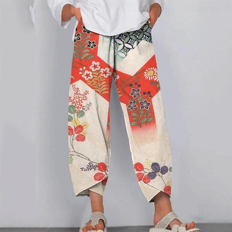 Women's Colorblock Animal Print Jogger Pants Casual Cropped Tapered