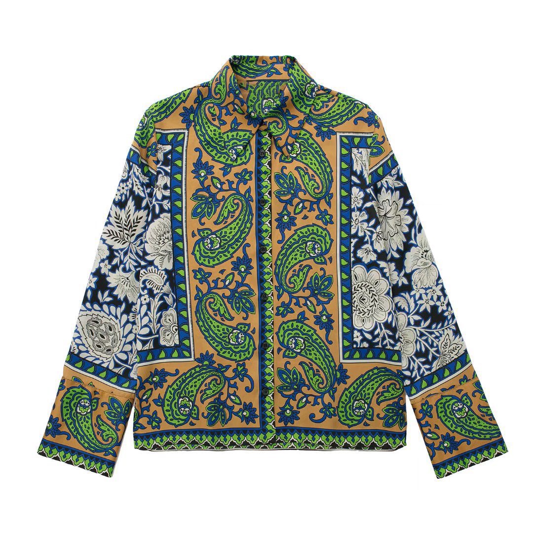 Women's Flowy Printed Shirt & Lounge-Style Pants Set