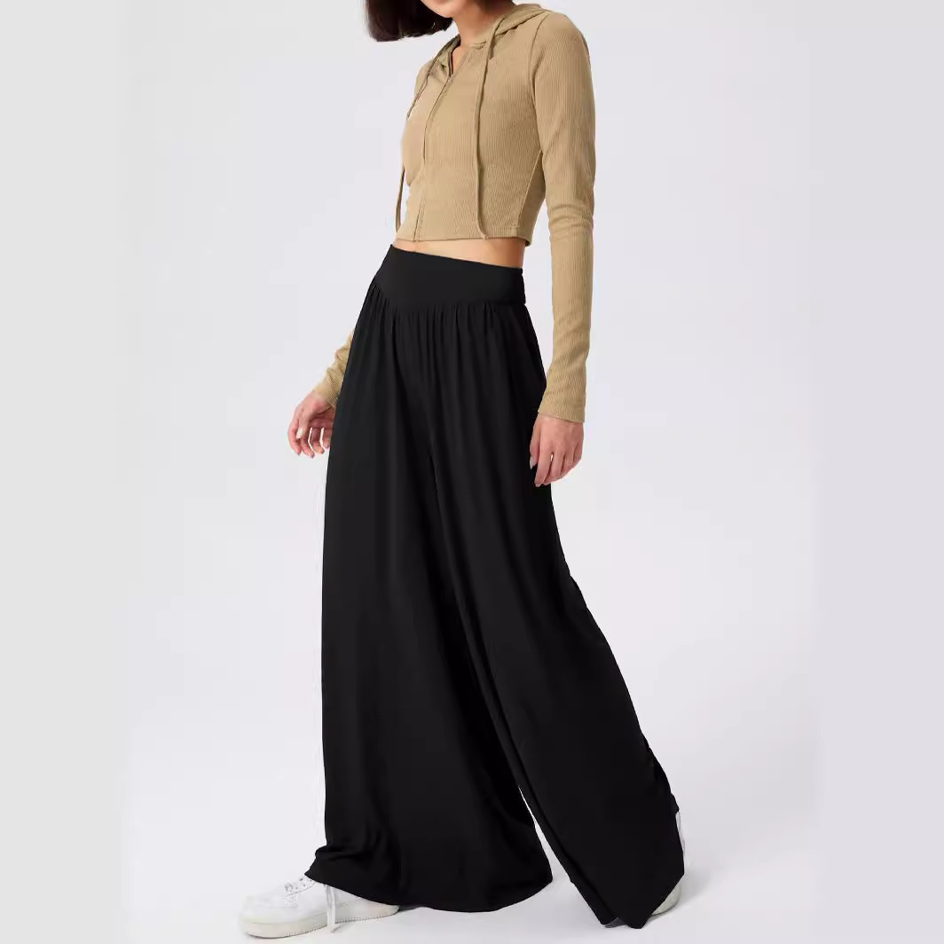 Women's High-Waist Wide-Leg Dance Pants Draped Casual Trousers
