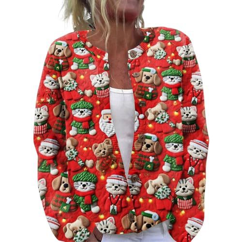Women's Christmas Santa Print Cardigan Sweater