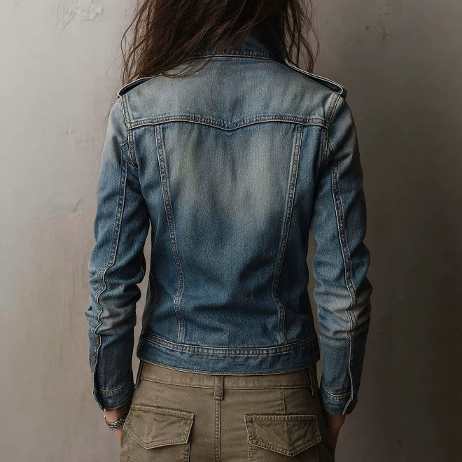 Vintage Washed Faded Denim Work Jacket