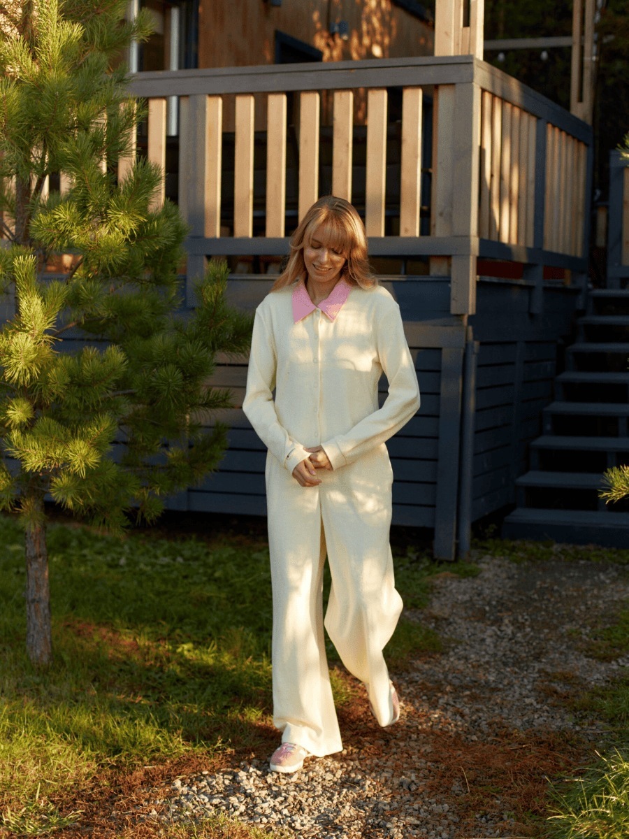 Women's Half-Zip Stand Collar Tracksuit with Drawstring Hoodie and Wide-Leg Pants