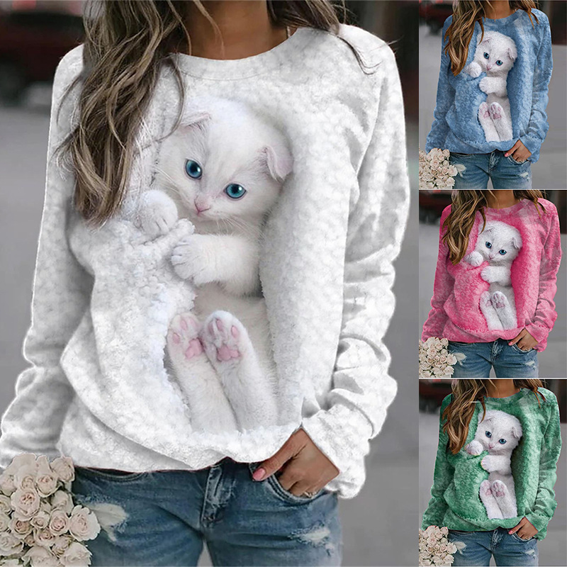 Animal Print Long-Sleeve Crewneck Sweatshirt
