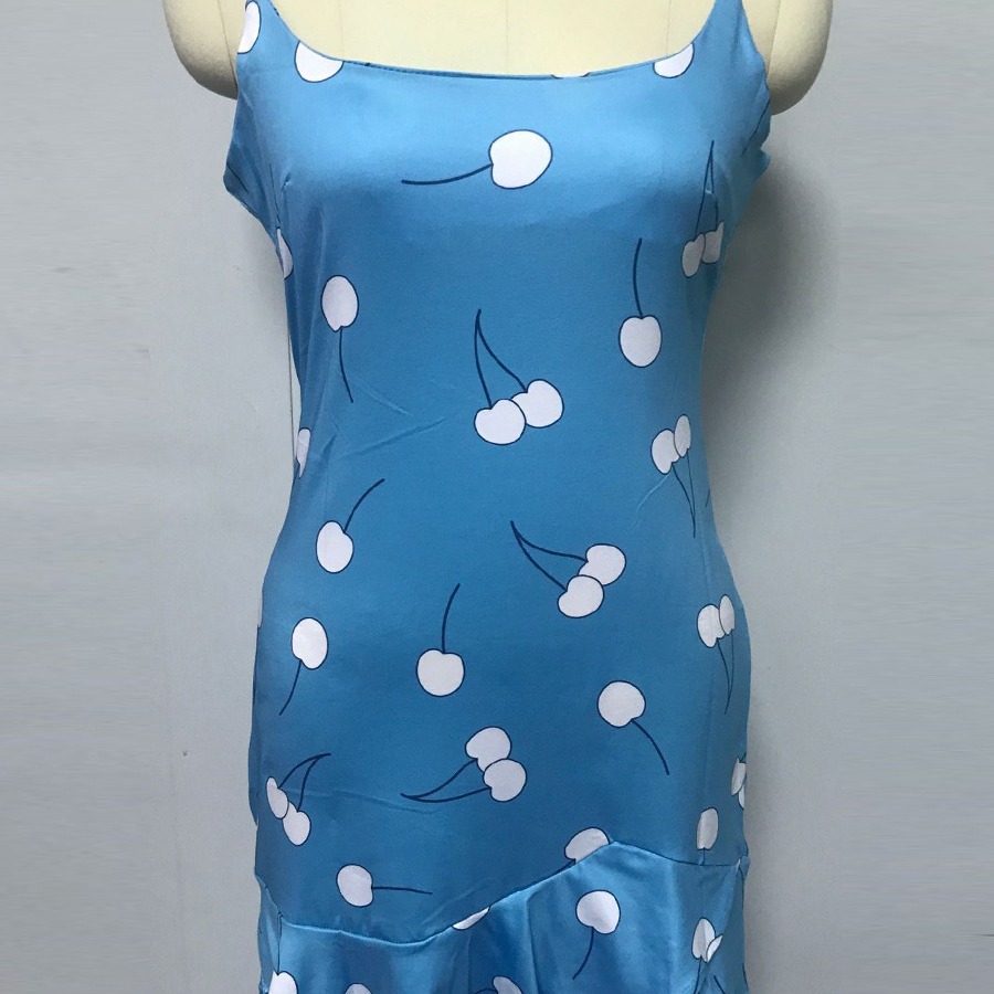 Women's Sleeveless Printed Chiffon Cami Dress with Ruffle Hem