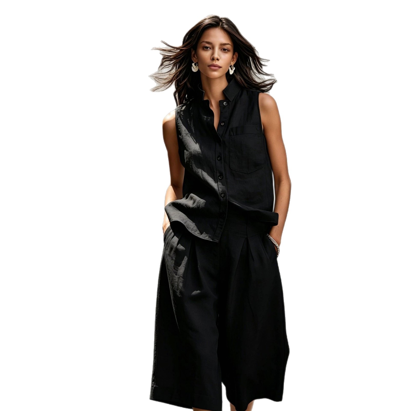 Women's Sleeveless Vest Top Fashion Set