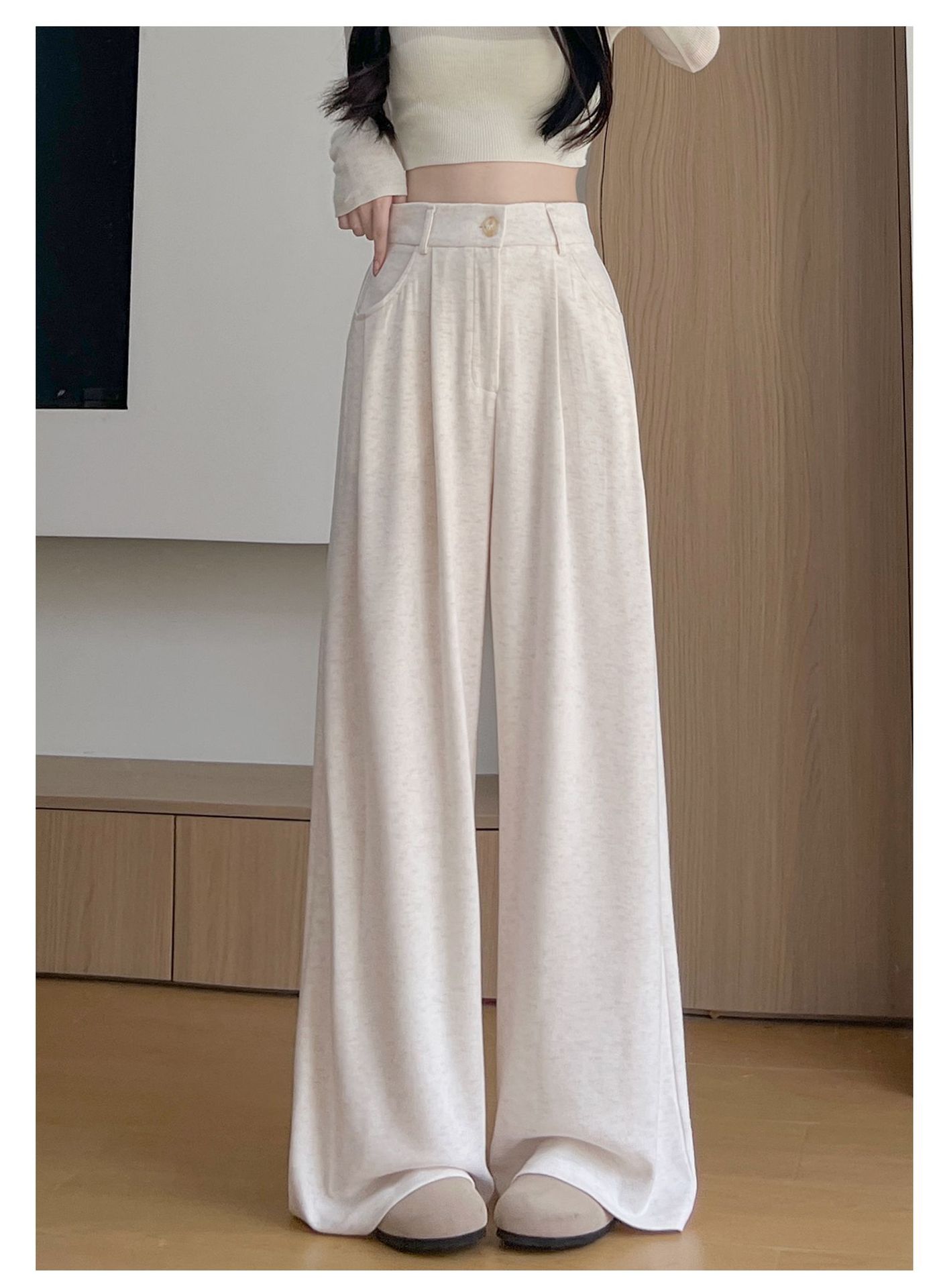 Women's Plus Size High-Waist Wide-Leg Suit Pants Japanese Style Draped Straight Loose Casual