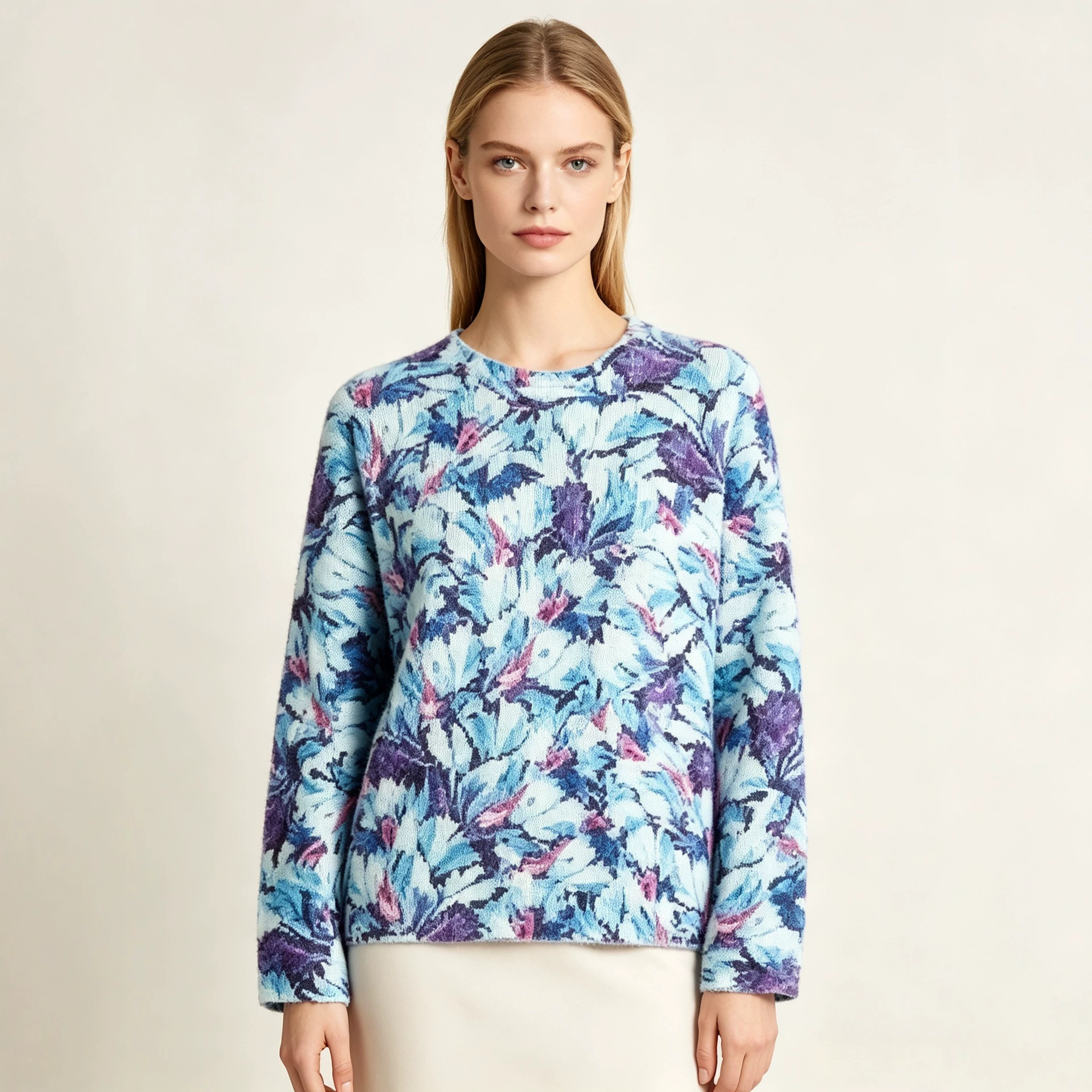 3D Print Christmas Pullover Sweater Women's Crewneck Long Sleeve Knit Top