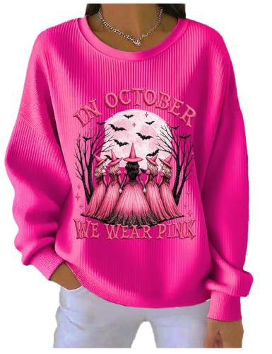 Halloween Bat Witch Print Crewneck Long-Sleeve Pullover Sweatshirt