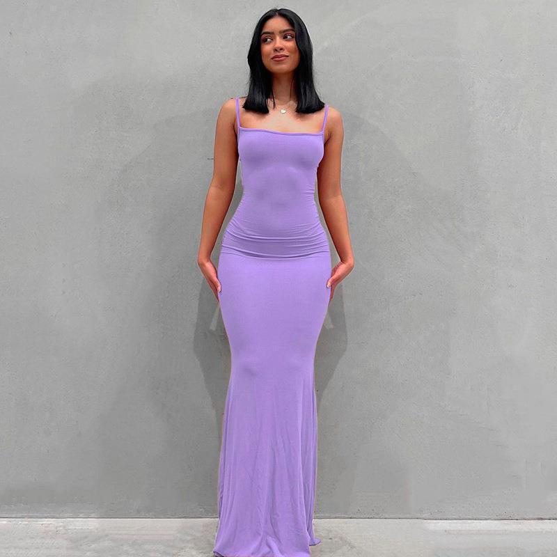 Women's Modal Milk Silk Sleeveless Bodycon Maxi Dress