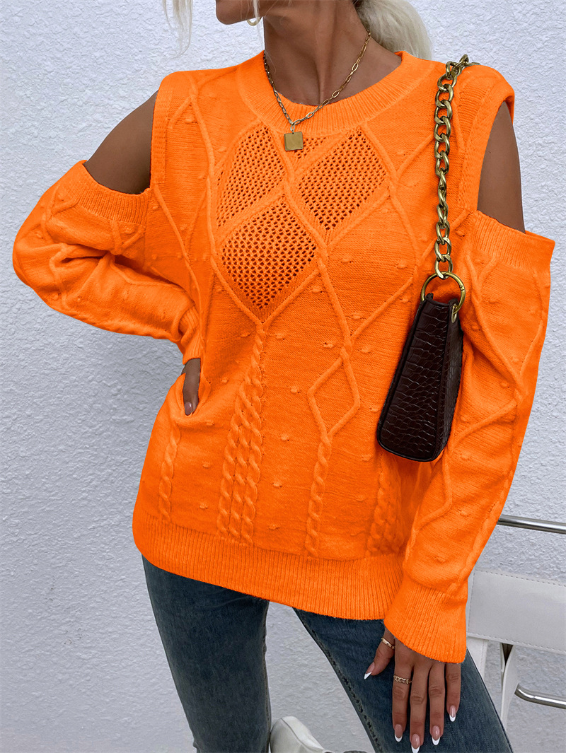 Off-Shoulder Cutout Knit Pullover Sweater