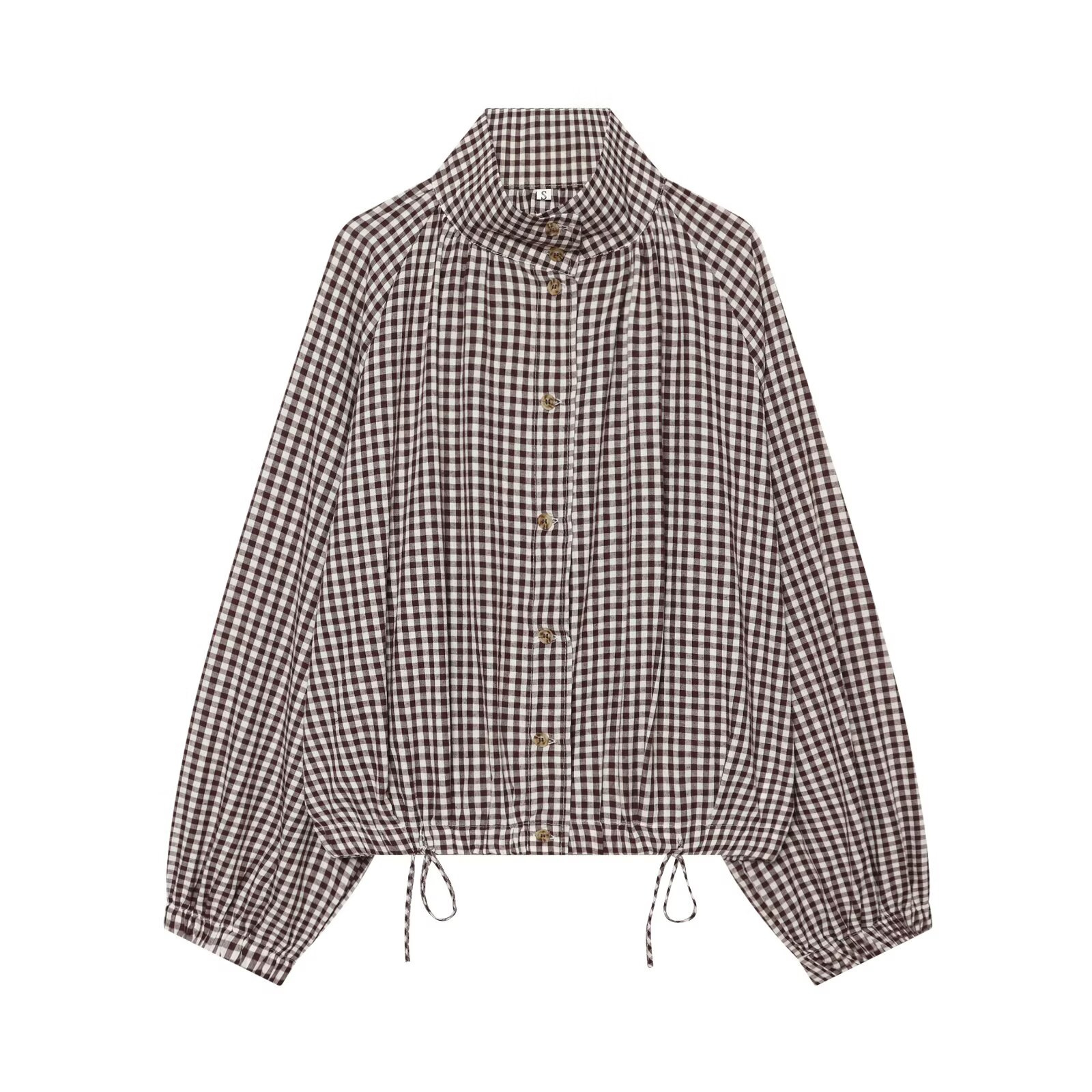 Women's Plaid Stand Collar Loose Casual Jacket
