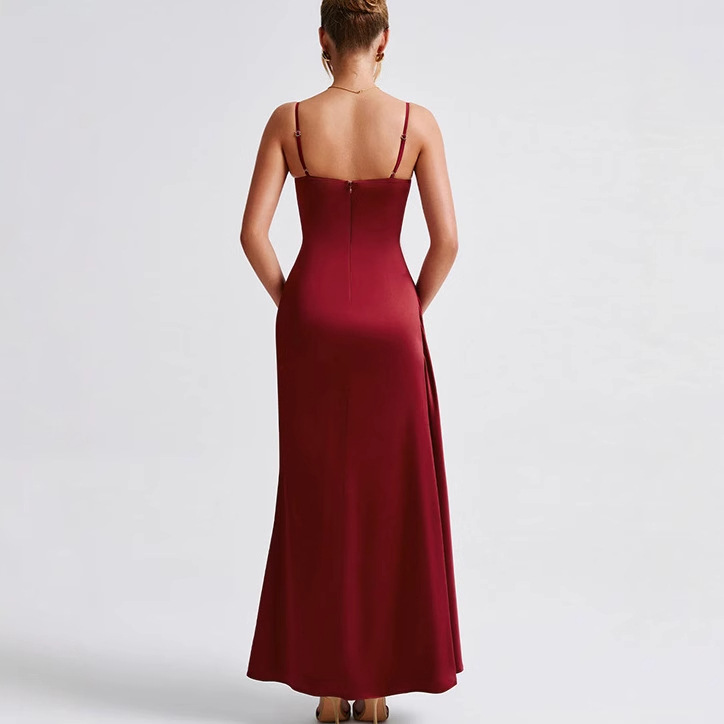 Women's Sleeveless Split Back Zip Midi Dress