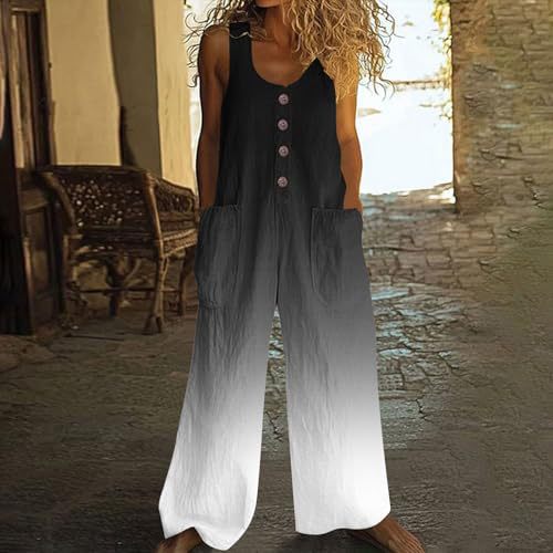 Women's Gradient Print Sleeveless Jumpsuit Casual Chic