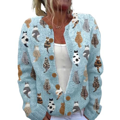 Women's Animal Boho Print Button Cardigan Sweater