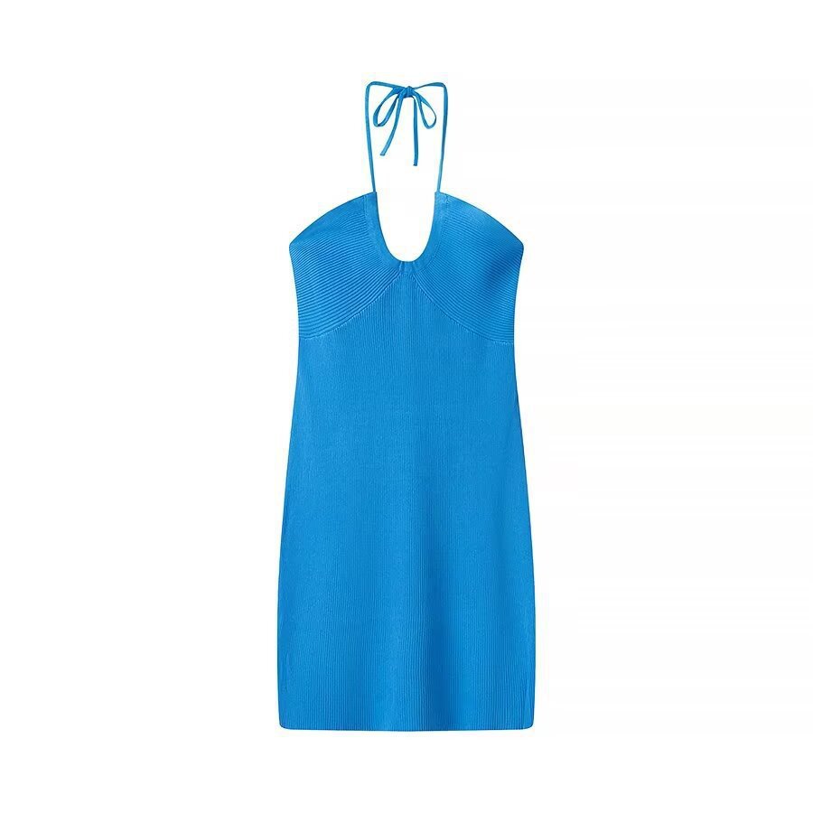 Women's Halter V-Neck Cross-Tie Dress