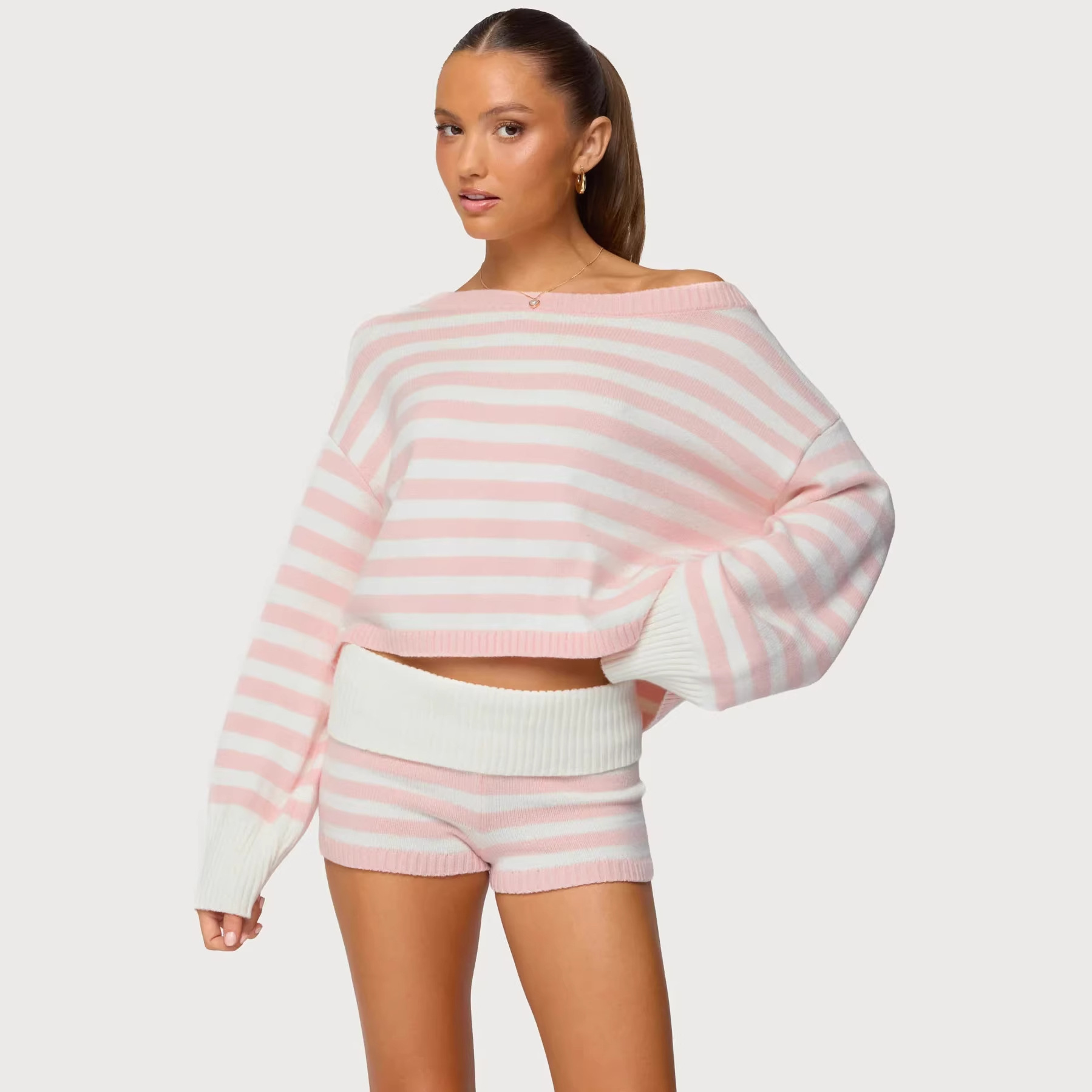 Women's Solid Color Sweater and Skirt Set