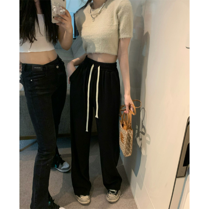 Women's High-Waist Wide-Leg Pants Slimming Loose Straight Korean Style