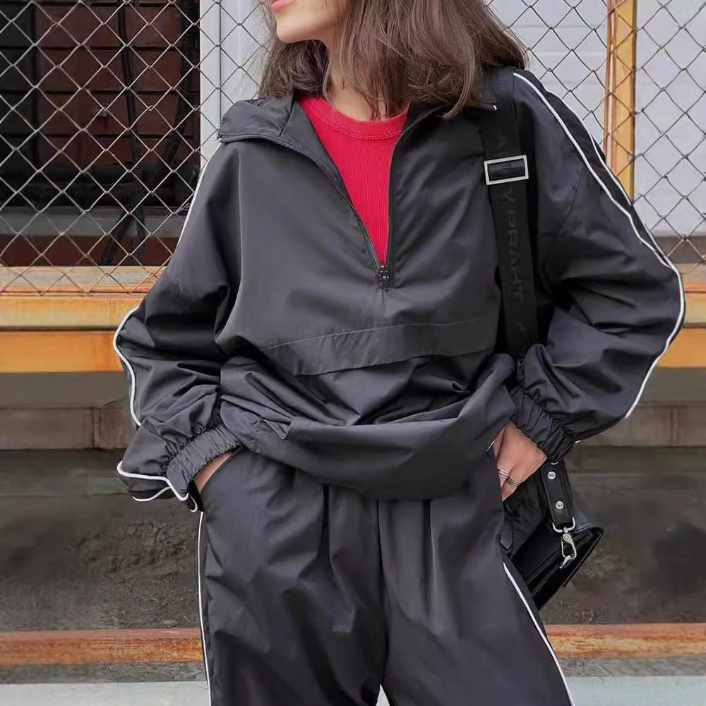 Women's Striped Long Sleeve Zip Hoodie and Pants Set