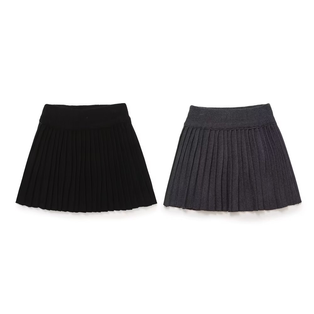 Women's Split Cuff Knit Top and Mini Skirt Set