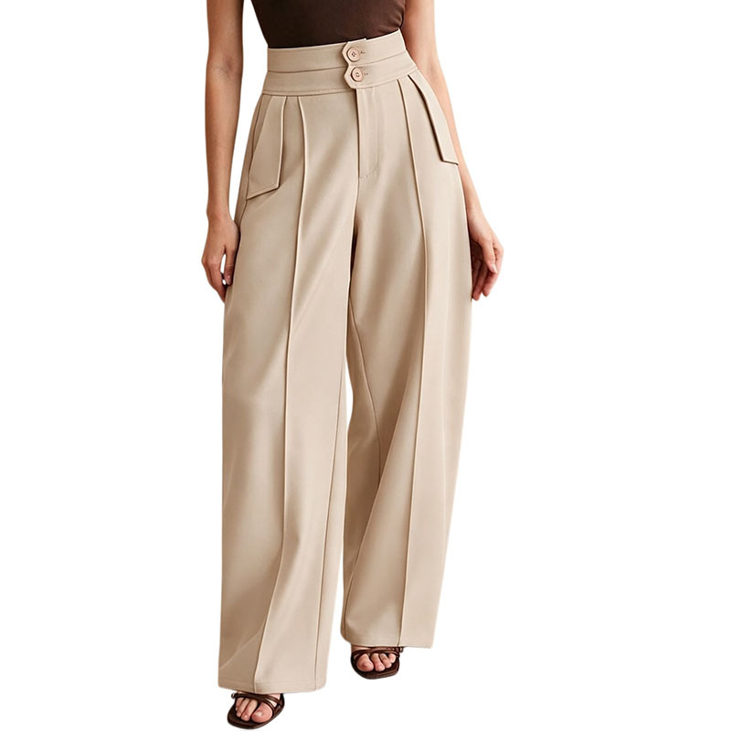 Women's High-Waist Curved Banana Pants Loose Straight-Leg