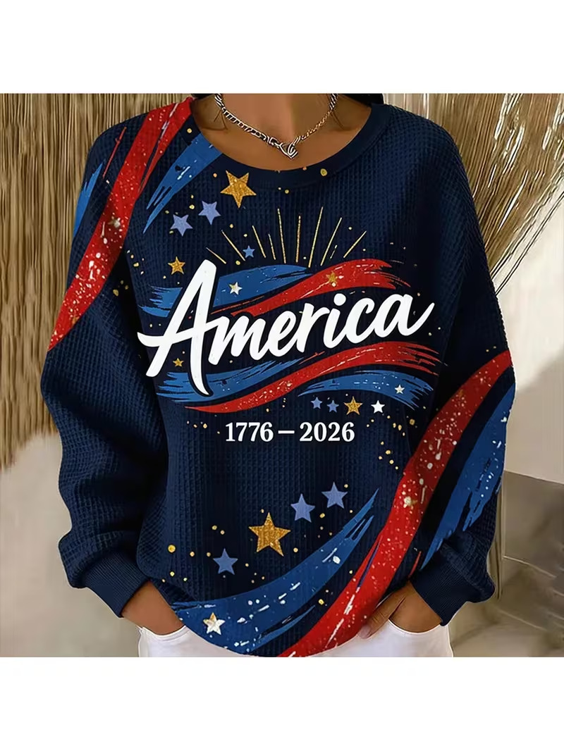 Women's USA Flag Star Print Sweatshirt