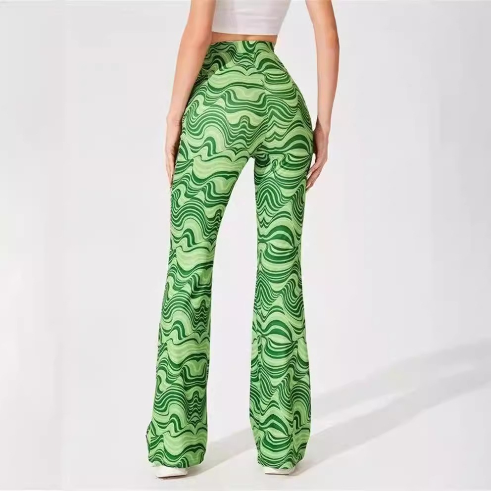 Women's Water Ripple Flared Yoga Pants High Waist Casual