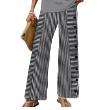 Women's Striped Wide-Leg Button Casual Straight Pants