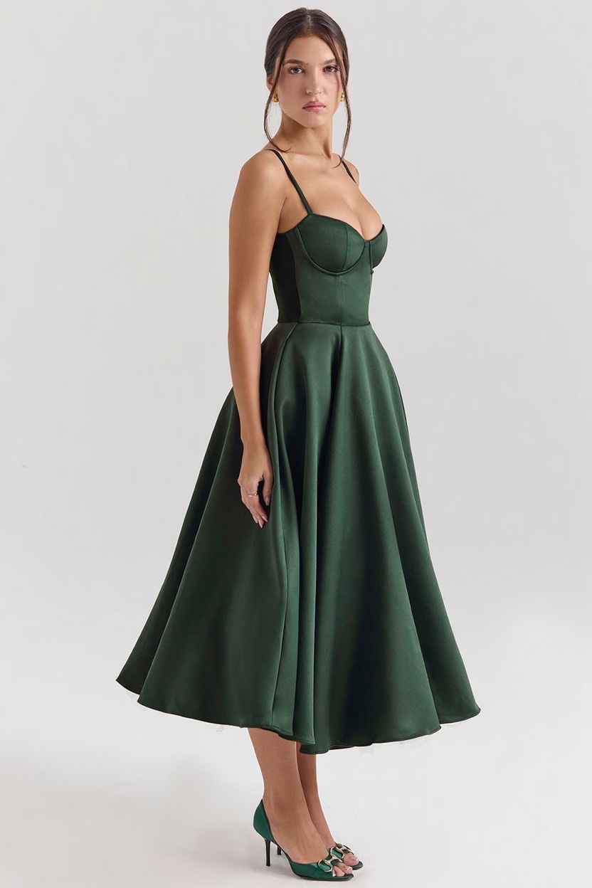 Women's French Style Tulle Double-Layer Cami Maxi Dress with Full Skirt
