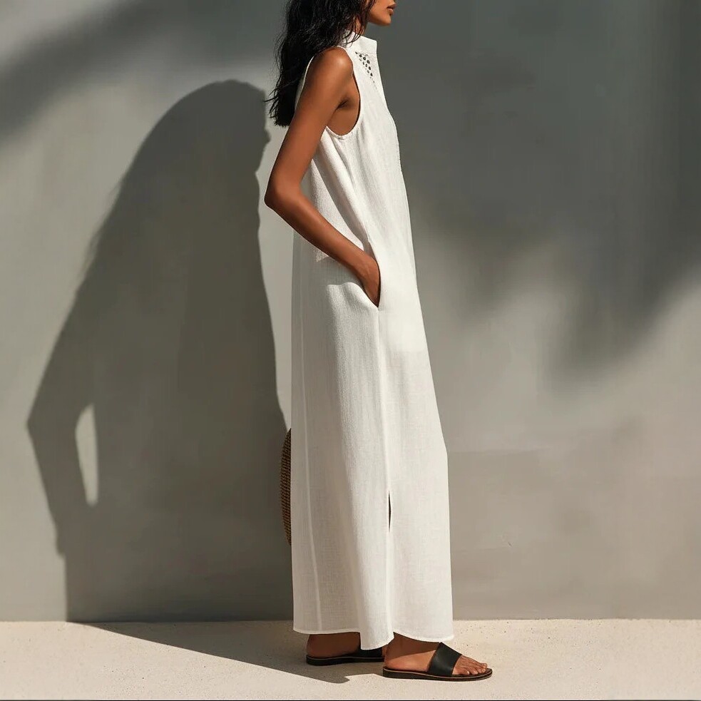 Women's Summer Sleeveless V-Neck Cutout Long Dress