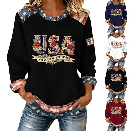 Women's USA Flag Star Print Sweatshirt