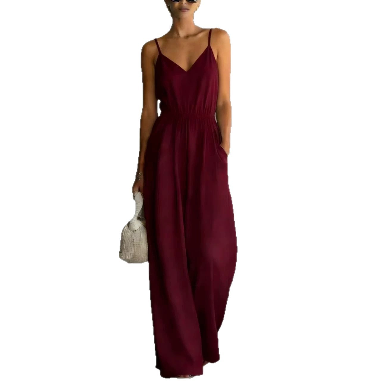 Women's Sleeveless Wide-Leg Jumpsuit Casual Solid Color