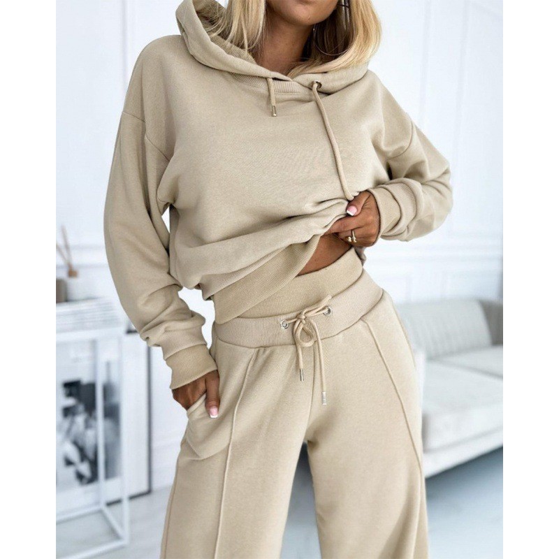 Color-Block Hoodie & Pants Two-Piece Casual Set