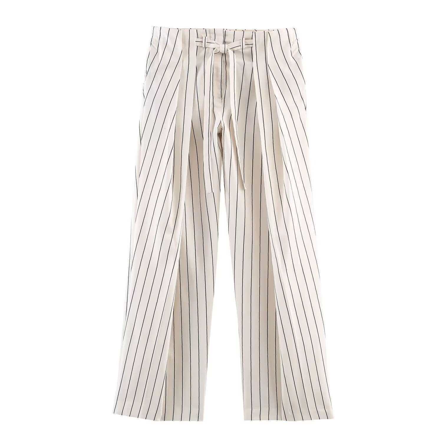 Women's Striped Shirt and Wide-Leg Pants Set Casual Loose Fit