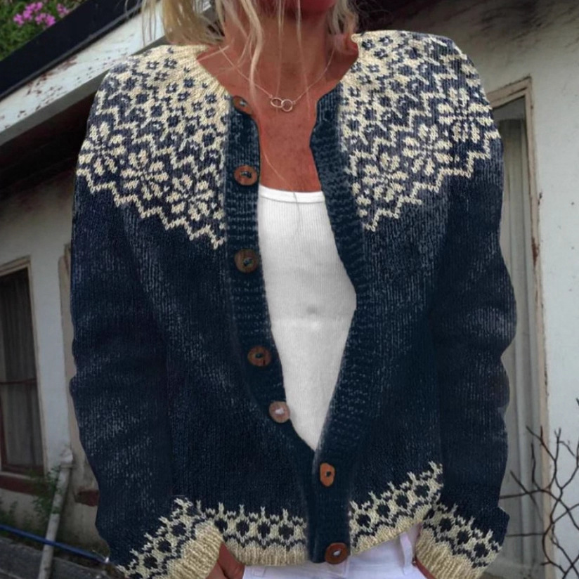 Women's Floral Print Button Cardigan Sweater