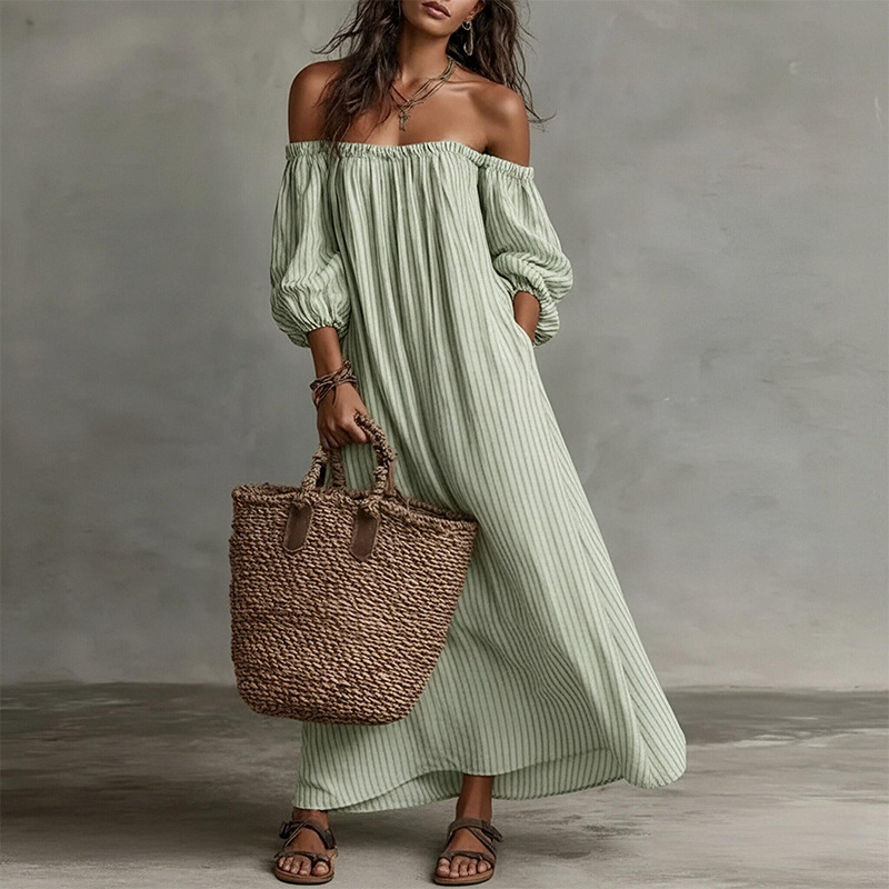 Striped Off-Shoulder French Dress