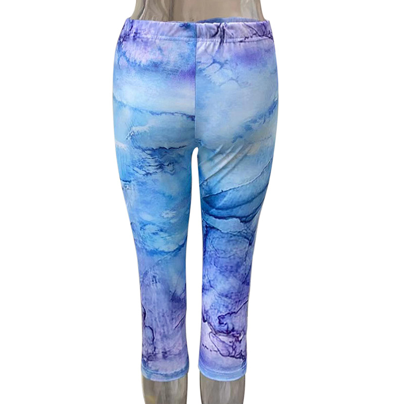 Summer Print Color-Block Cropped Beach Pants