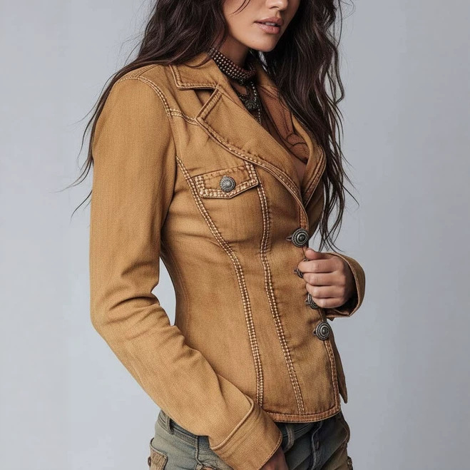 Slim-Fit Vintage Washed Khaki Jacket