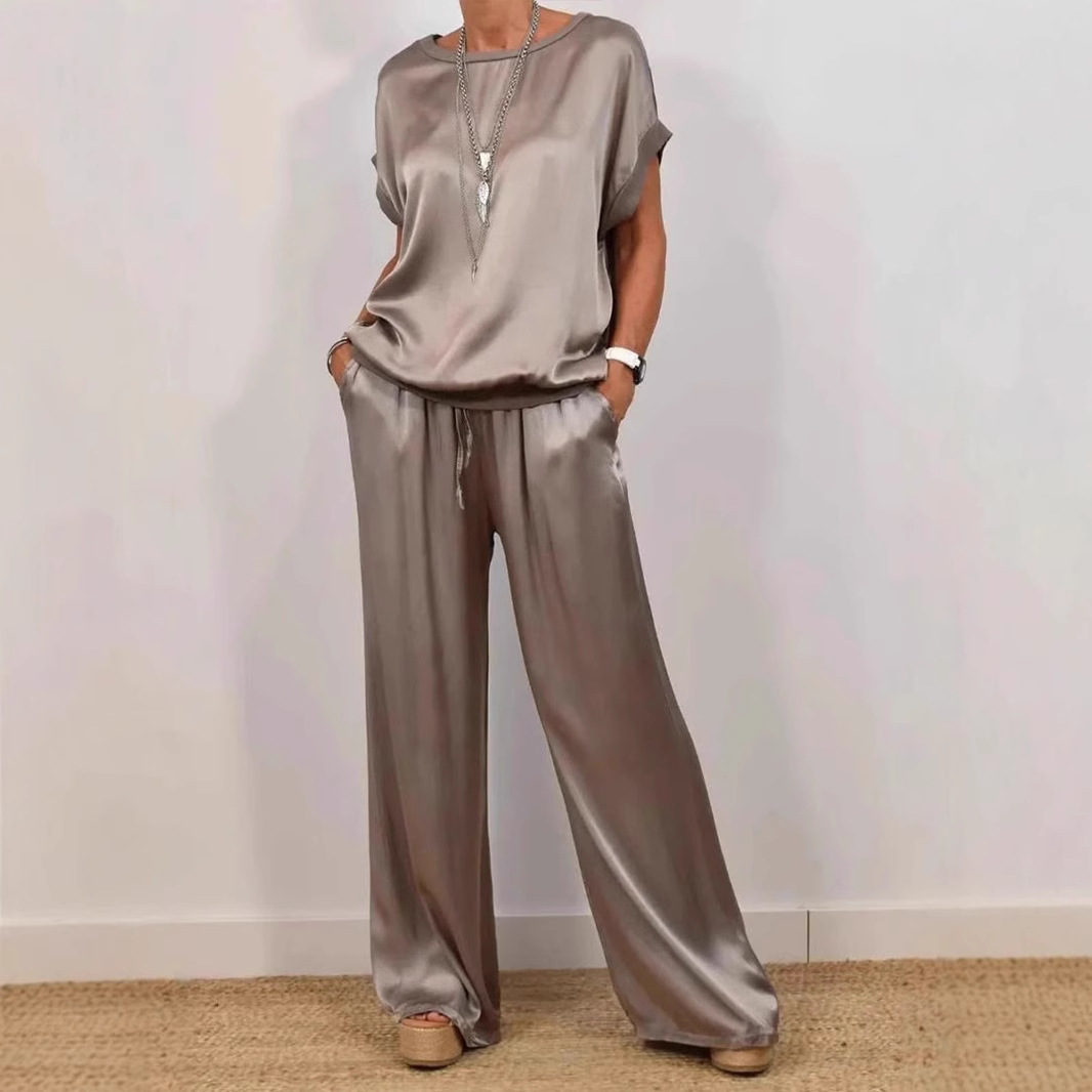 Relaxed Shirt & Wide-Leg Pants Casual Set