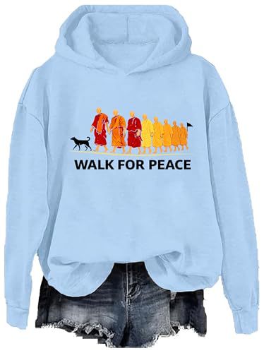 Women's Peace & Light Monk Print Casual Hoodie