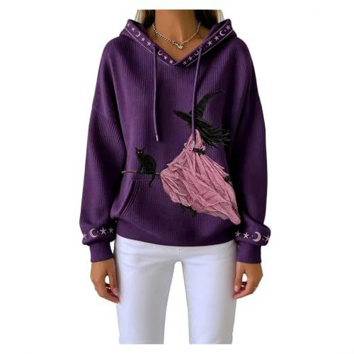 Halloween Witch 3D Print Women's Sweatshirt Casual Loose Pullover