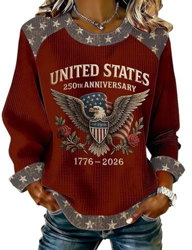 Women's Eagle American Flag Print Crewneck Sweatshirt