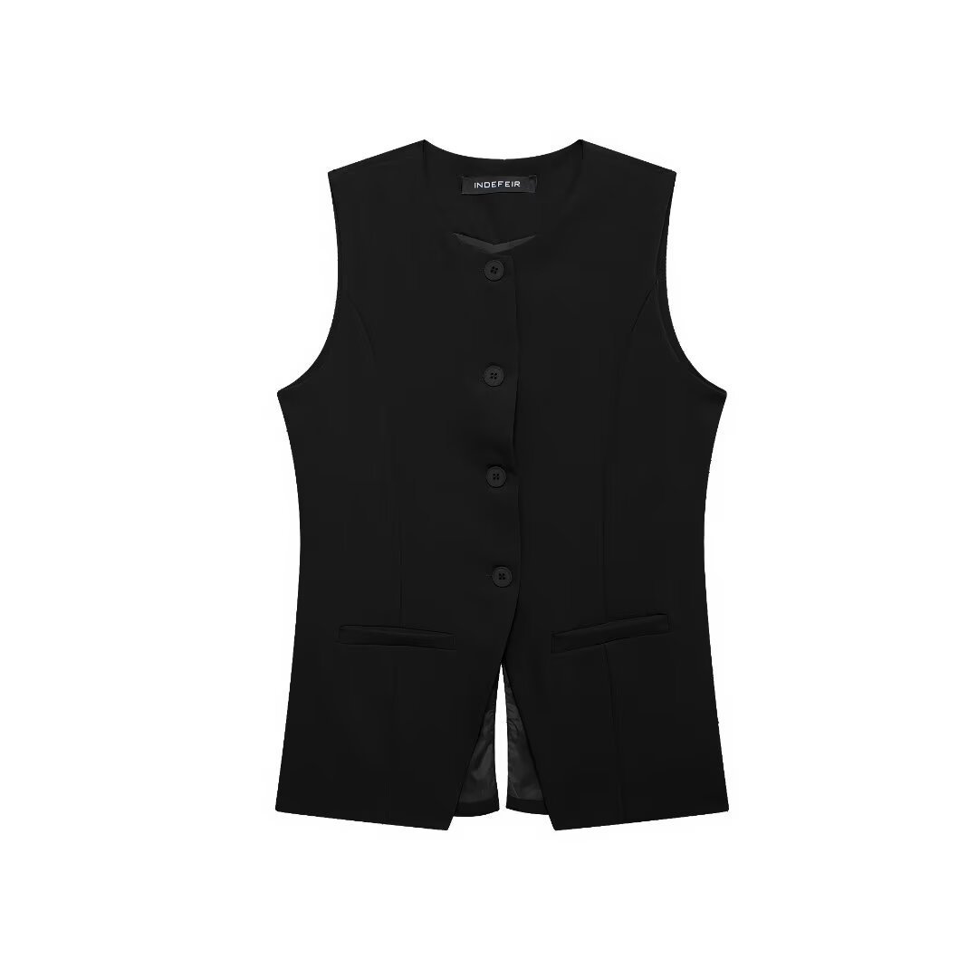 Sleeveless Blazer Vest and High-Waist Shorts Set