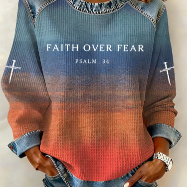 Women's Cross Letter Print Crewneck Sweatshirt