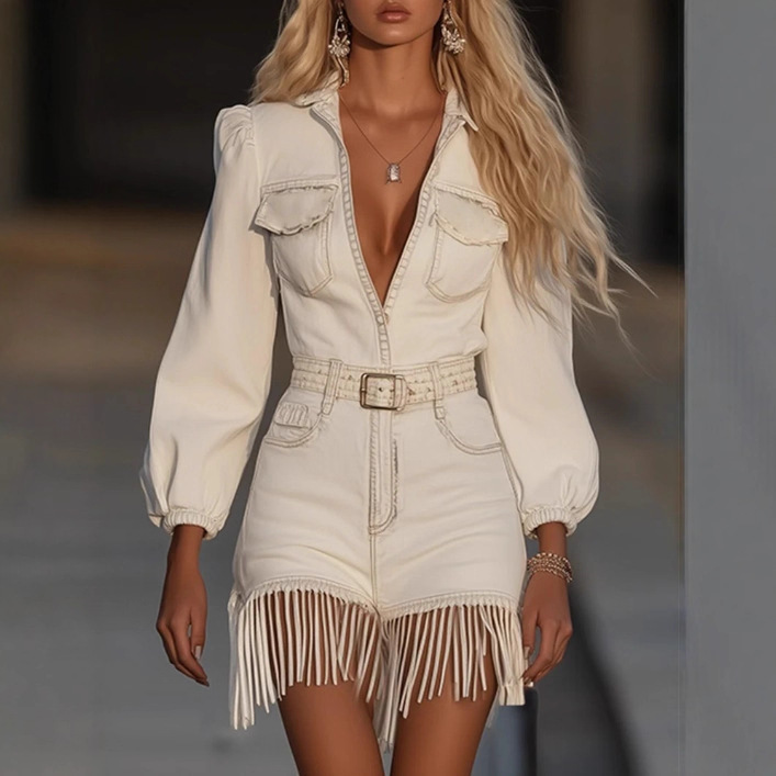 Vintage Fringe Seam Denim Mini Skirt