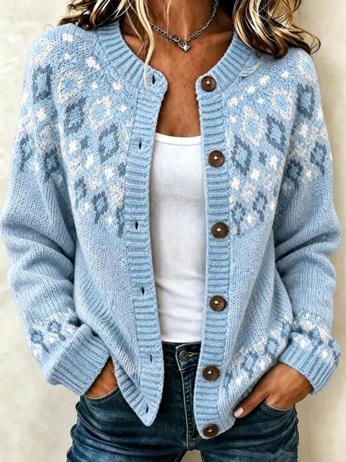Women's Floral Print Long Cardigan Casual Trendy Knit-Look Sweater